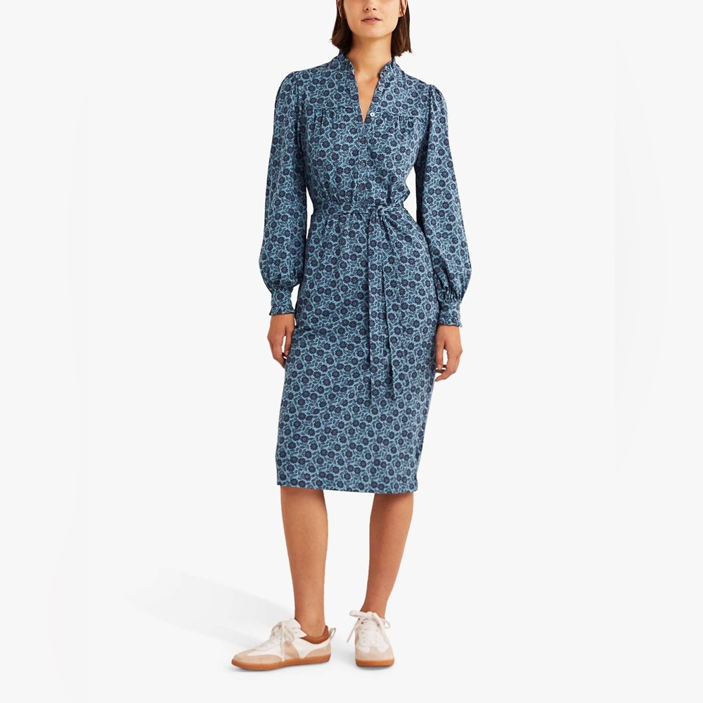 Boden Blue Column Jersey Midi Shirt Dress NWT